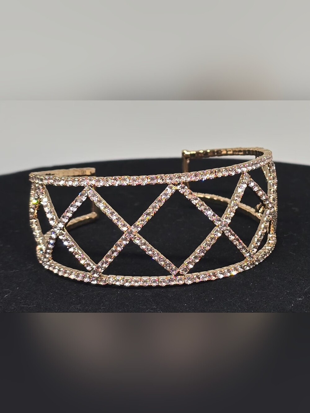 Crystal Lattice Gold-Tone Cuff Bracelet